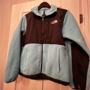 The North Face womens Light Blue and Black Puffer Jacket